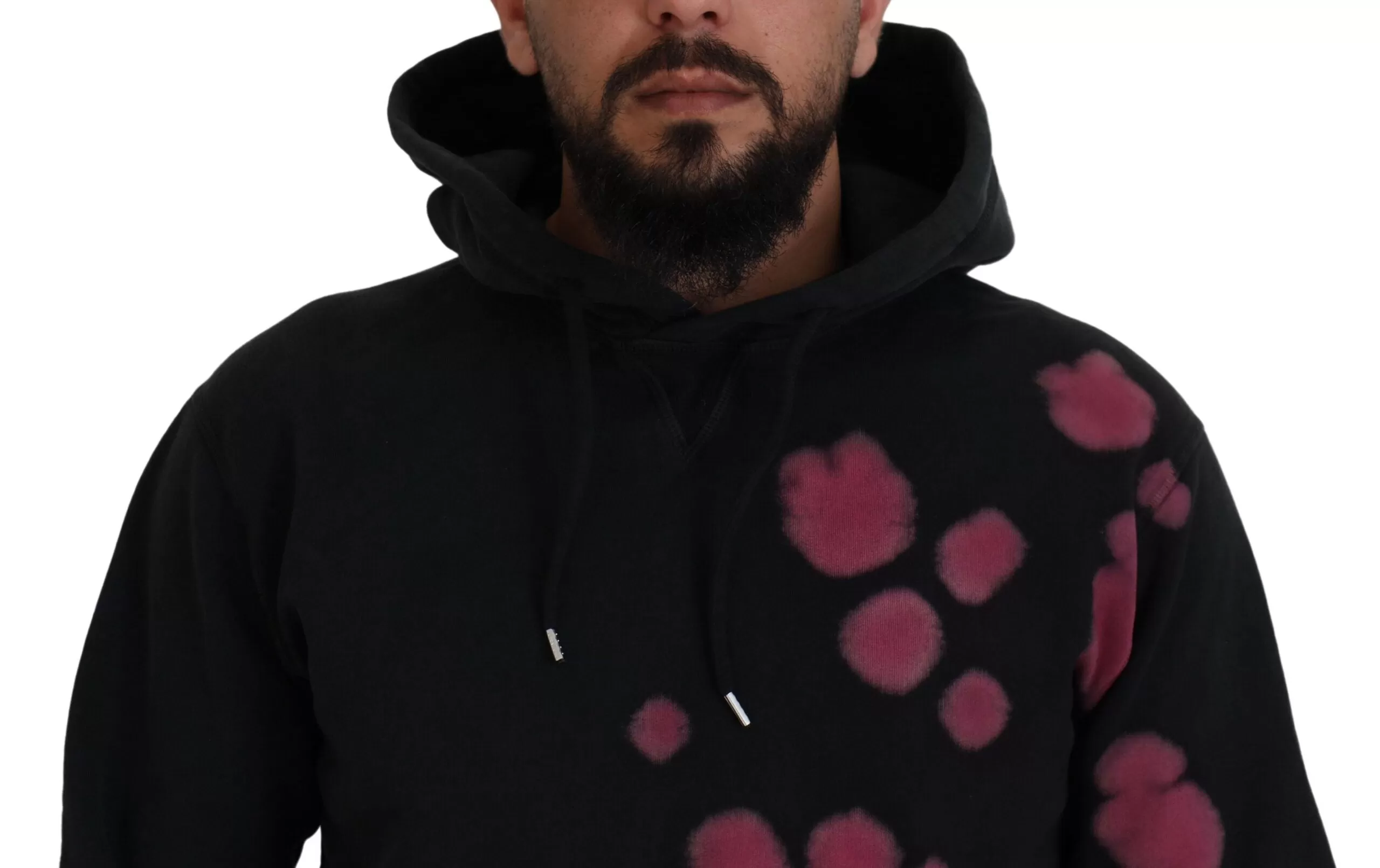 Black Tie Dye Cotton Hooded Sweatshirt Sweater