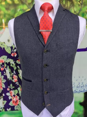 Cavani Martez Tweed Navy Men's Slim Fit Waistcoat