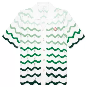 Gradient Wave Texture Shirt - Green/White