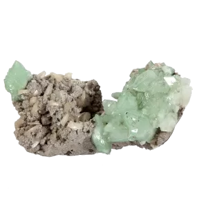 Green Apophyllite with Stilbite on Matrix