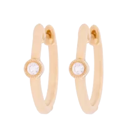 Single Diamond Small Hoop Earrings