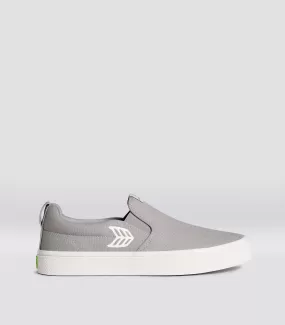 SLIP ON Light Grey Canvas Off-White Logo Sneaker Women