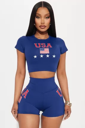 USA Vibes Active Top - Navy